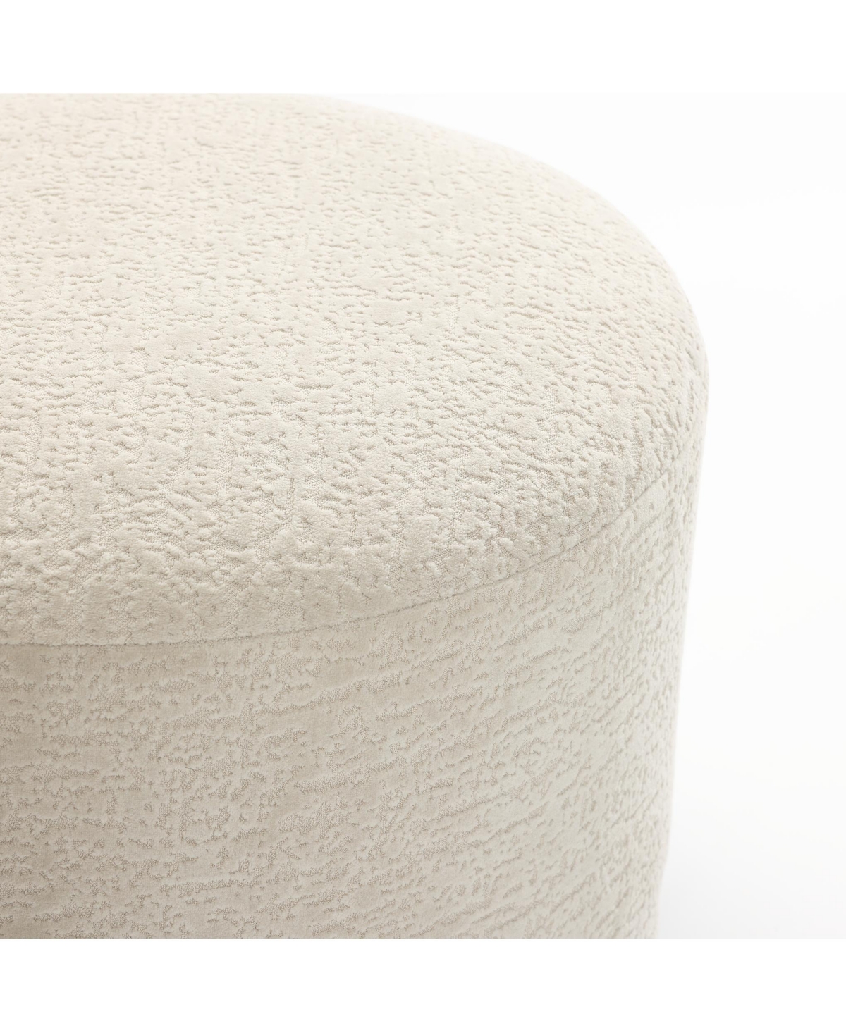 Luxenhome Upholstered Cream Modern Round Ottoman In Cream,brown