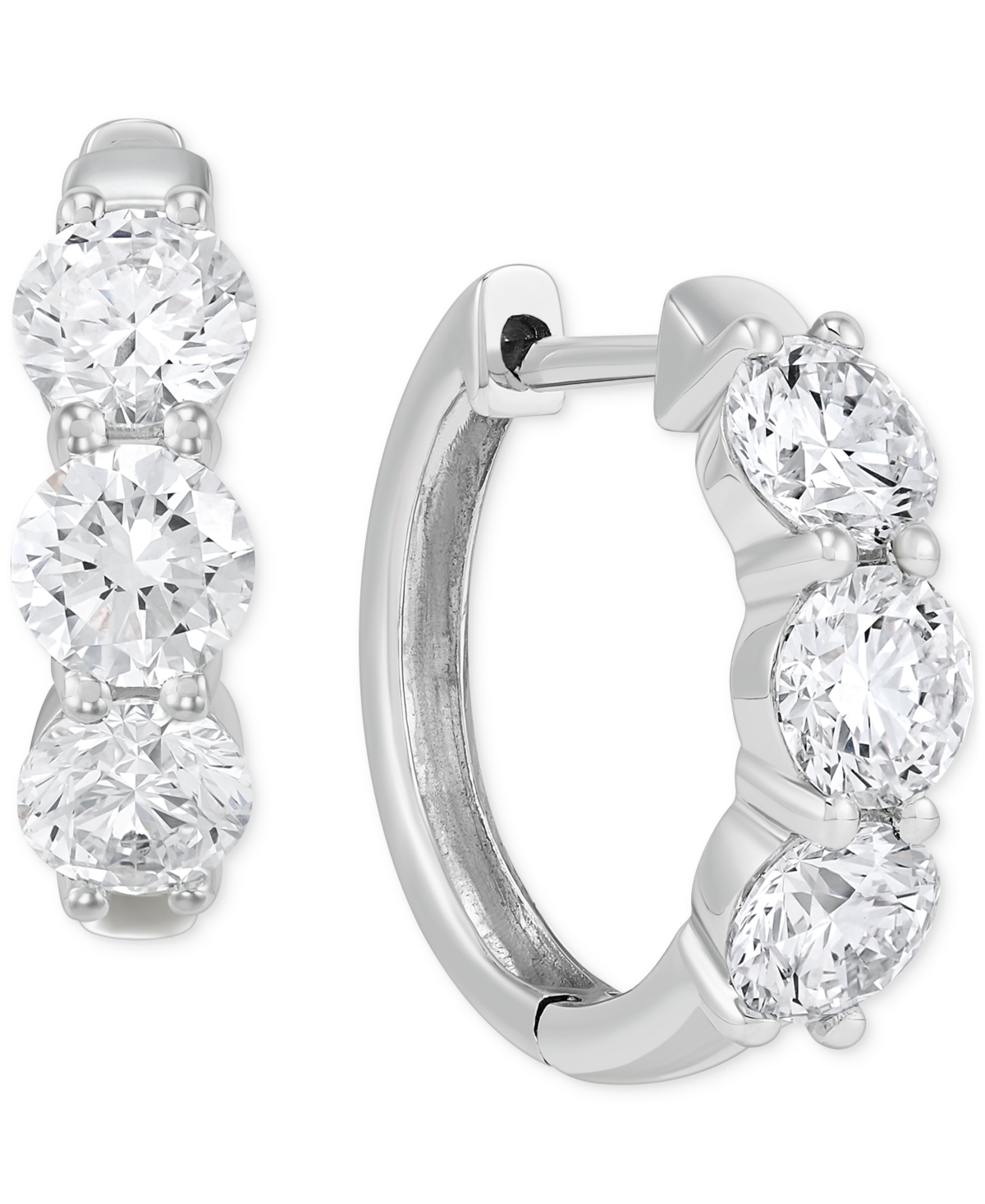Lab Grown Diamond Small Hoop Earrings (2-3/8 ct. t.w.) in 14k White Gold - White Gold