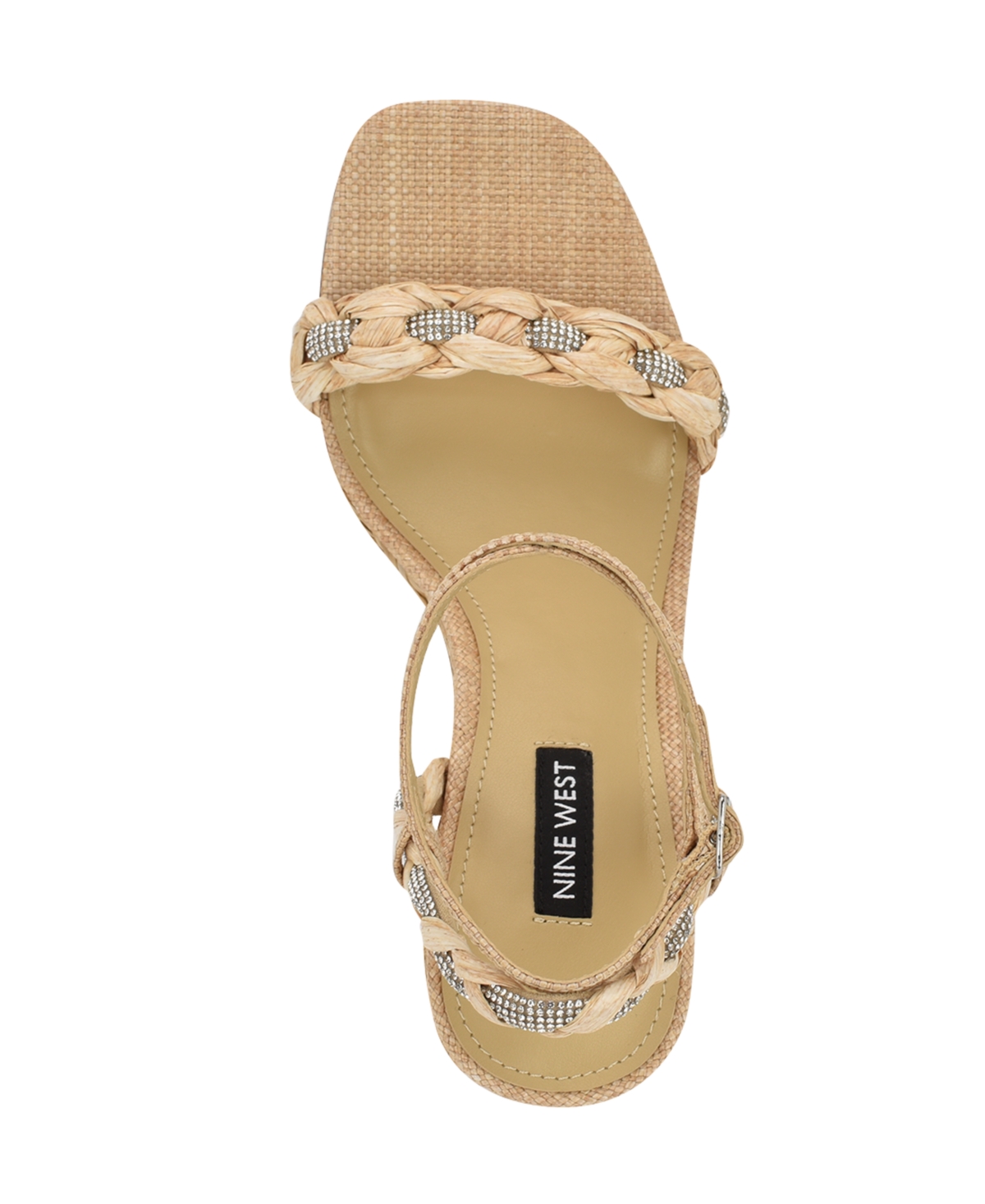 Nine West Women's Nashy Woven Embellished Wedge Sandals In Light Natural