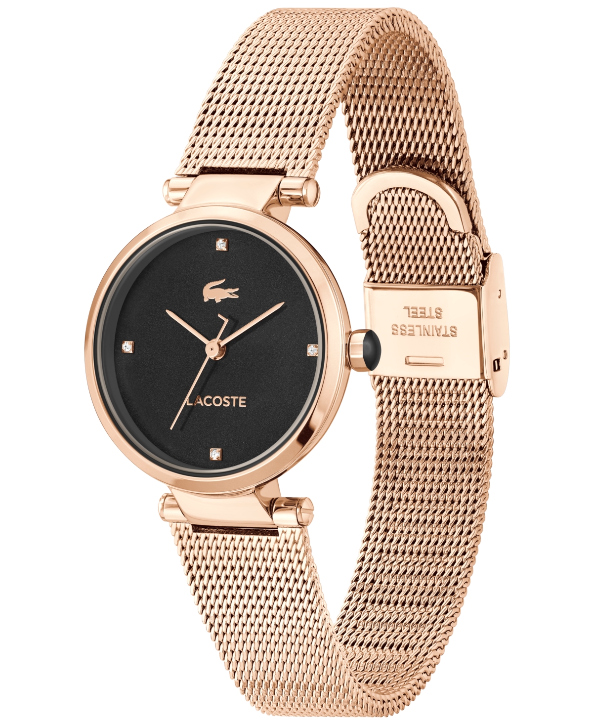 LACOSTE WOMEN'S ORBA CARNATION GOLD STAINLESS STEEL MESH BRACELET WATCH, 30MM 