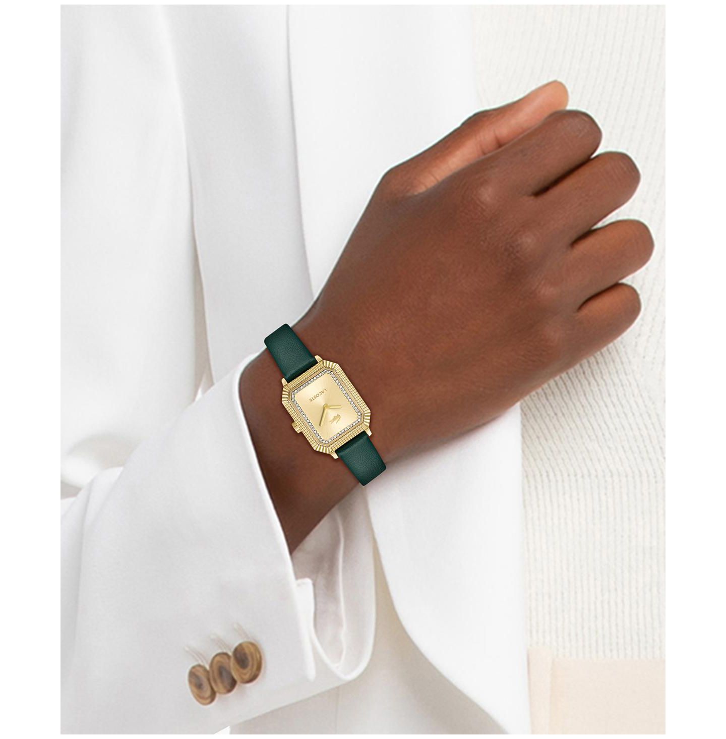 Женские часы Lacoste Parisienne Green Leather Strap Watch, 28.3 x 20.7mm — фото 5