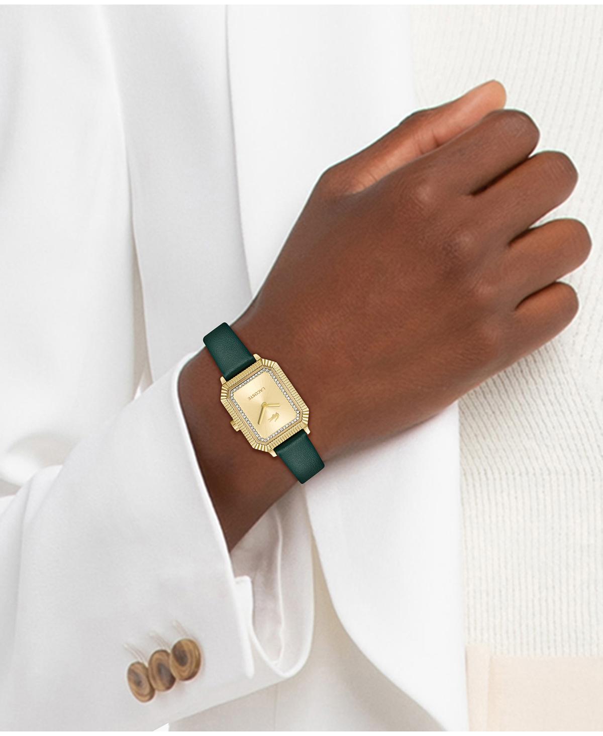 Shop Lacoste Women's Parisienne Green Leather Strap Watch, 28.3 X 20.7mm