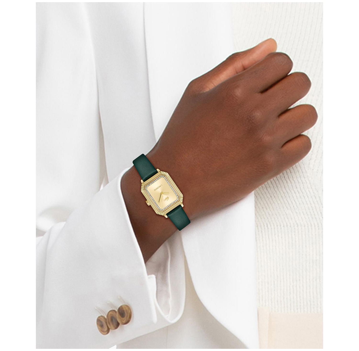 Women's Parisienne Green Leather Strap Watch, 28.3 x 20.7mm