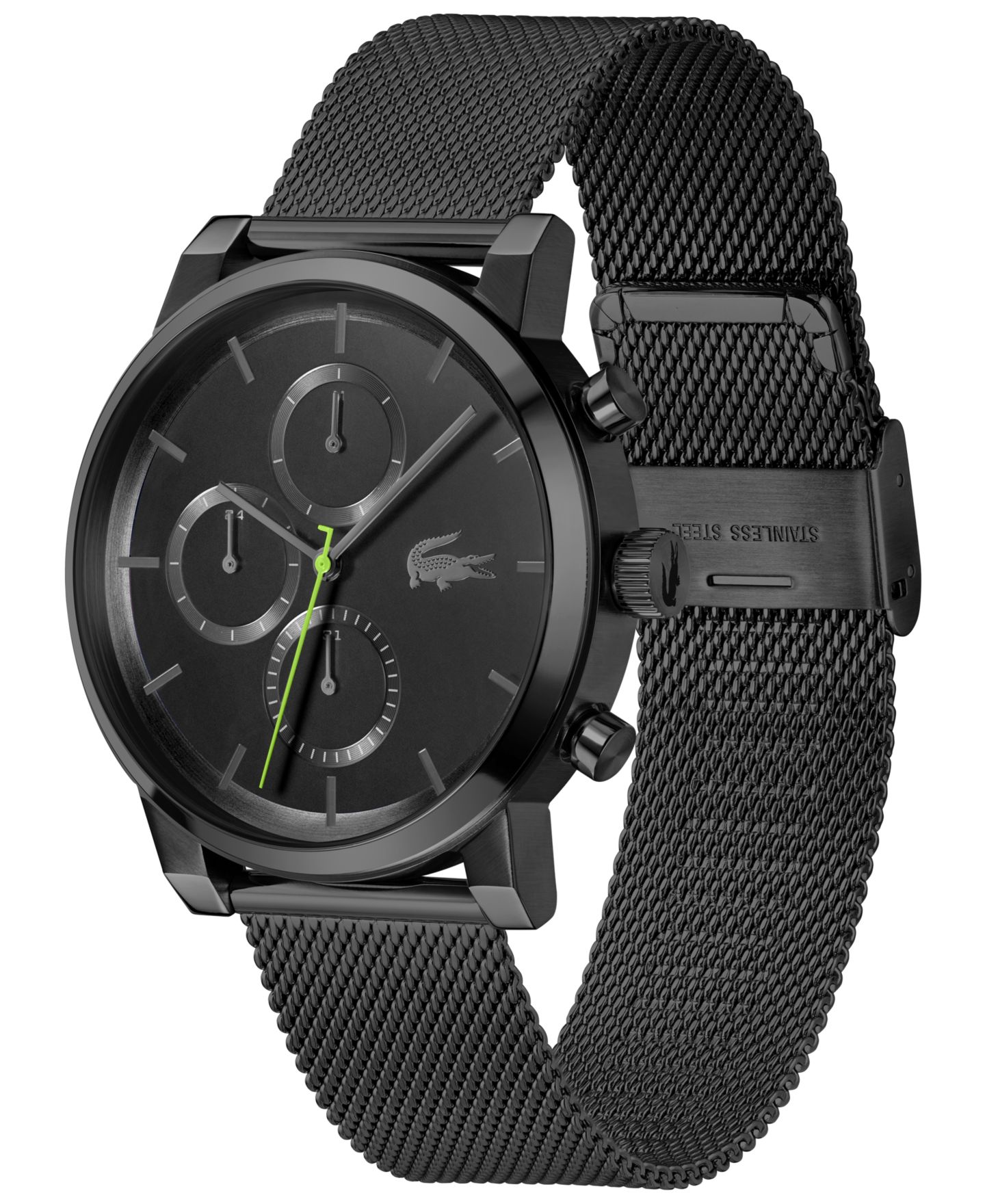 Мужские часы Lacoste Replay Ionic Plated Black Stainless Steel Mesh Bracelet Watch, 44mm — фото 2