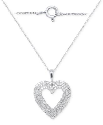 Forever Grown Diamonds - Lab-Grown Diamond Heart Pendant 18" Necklace (2 ct. t.w.) in Sterling Silver