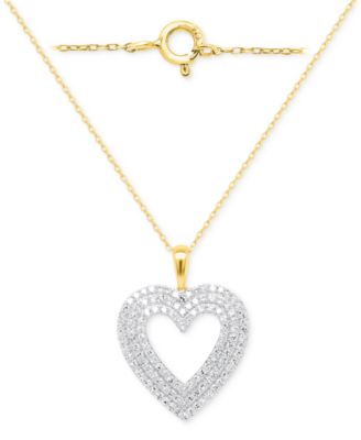 Forever Grown Diamonds Lab-Grown Diamond Heart Pendant 18 Necklace 2 ct tw in Sterling Silver or 14k Gold-Plated Sterling Silver - Gold-Plated S 301$