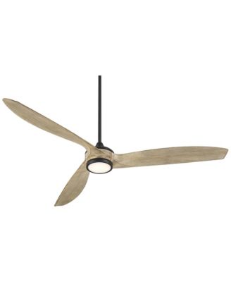 60" La Jolla Surf Farmhouse Rustic Indoor Ceiling Fan 3 Blade LED Light Remote Control Matte Black Finish Bedroom