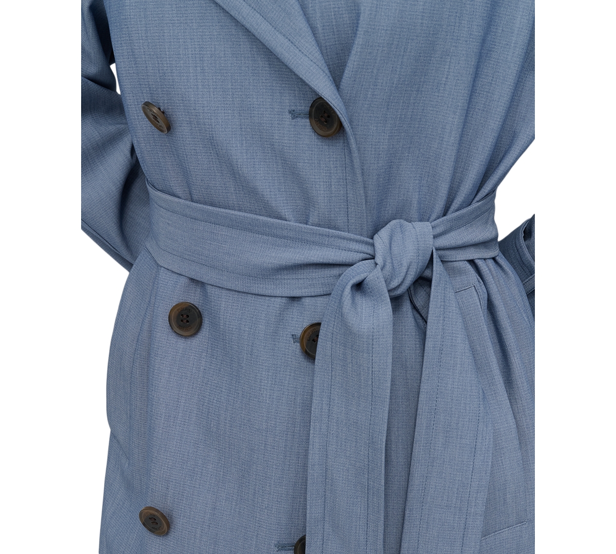 Shop Dkny Women's Belted Double-breasted Trench Coat In Denim