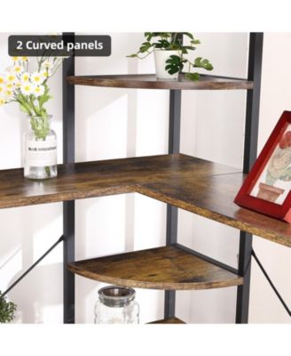 5-Tiers Corner Bookshelf with Metal Frame