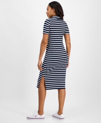 tommy hilfiger crochet dress Tommy Hilfiger Women's Striped Crochet-Trim Midi Dress
