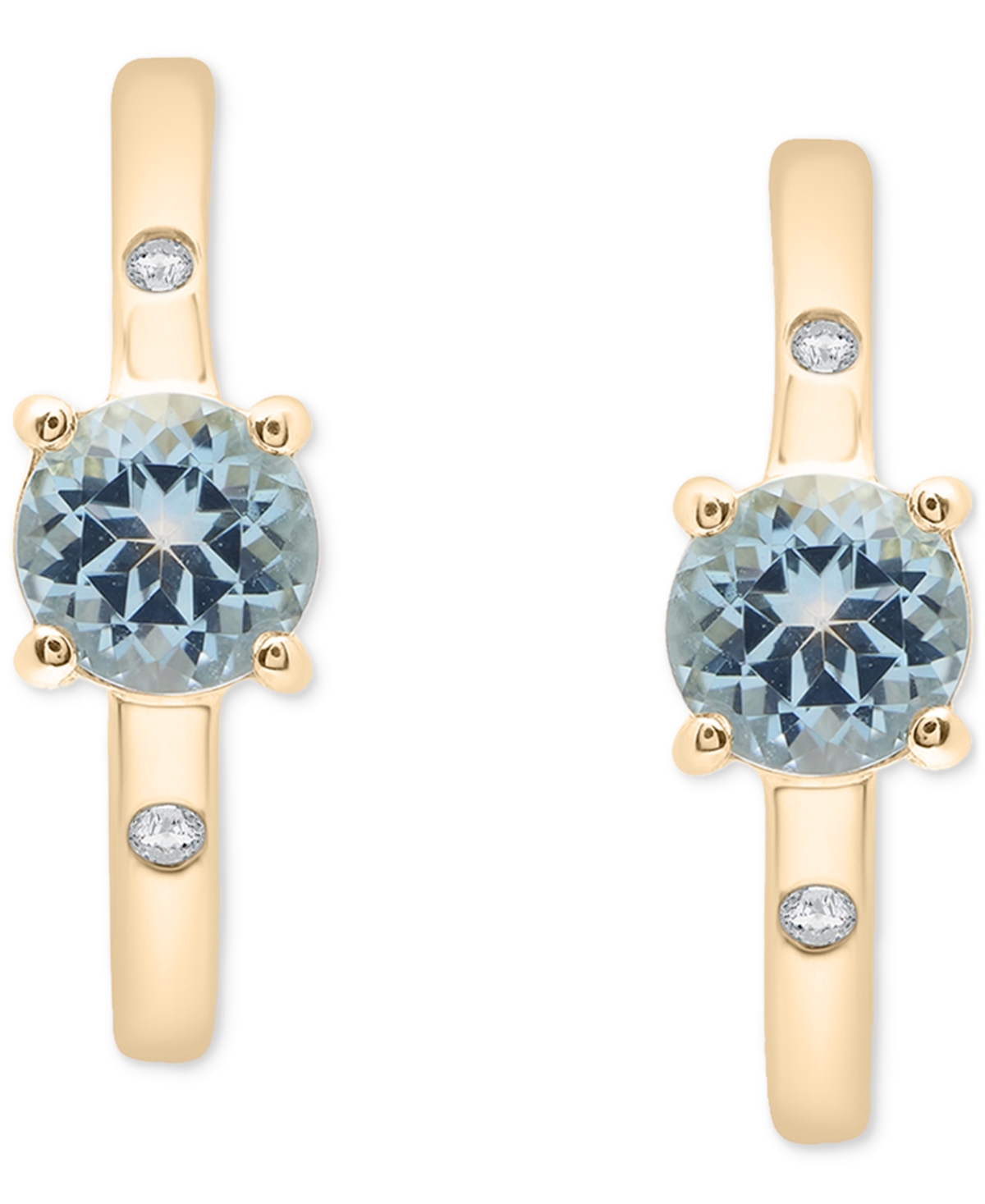 Macy's 2-pc. Set Sky Blue Topaz (1-1/5 Ct. T.w.) & Diamond Accent Hoop Earrings & Pendant Necklace In 14k G In Blue Topaz