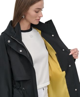 【DKNY】 コート L DKNY Women's Faux Fur Trim Hooded Anorak Jacket, Pinot