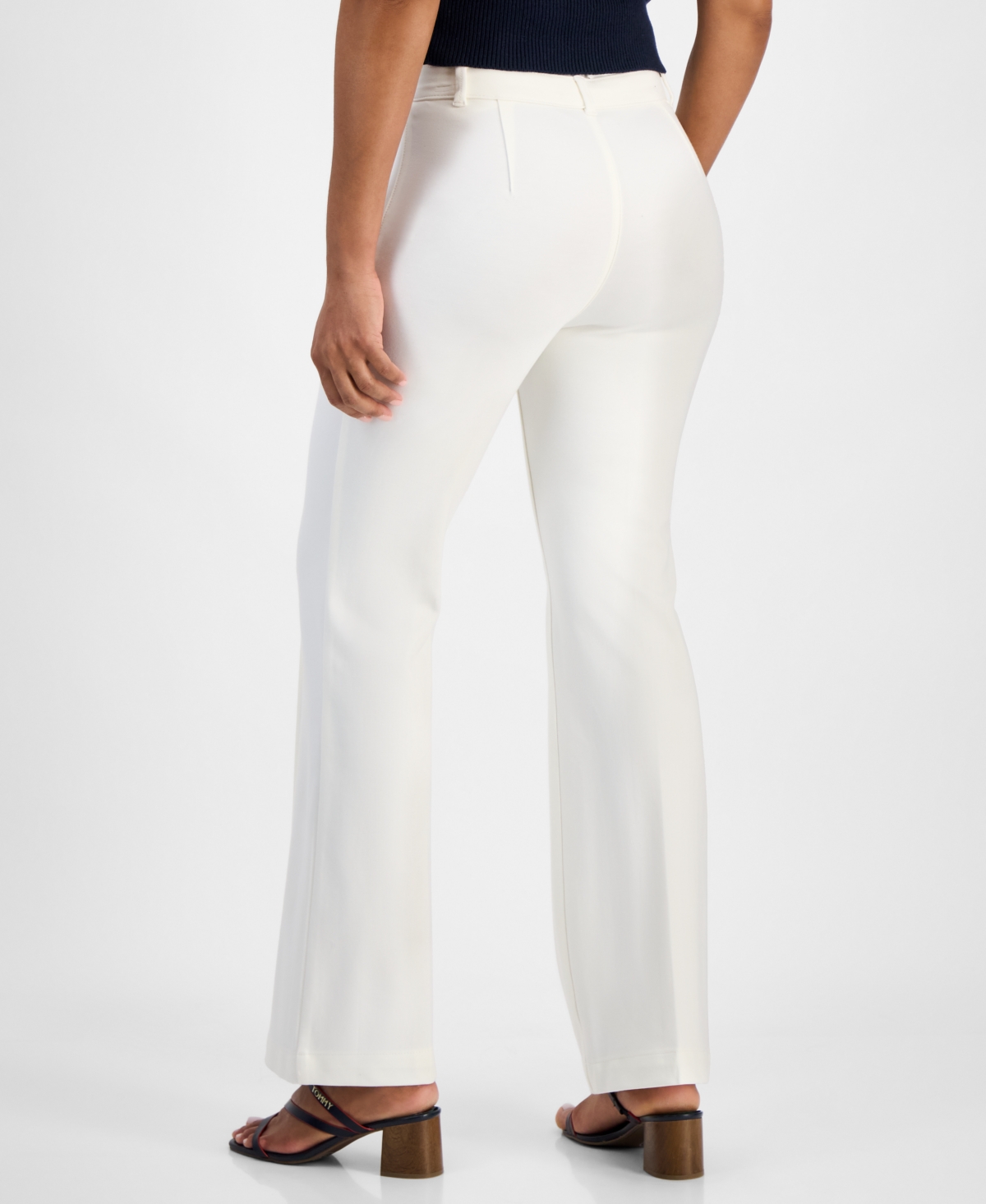 Tommy Hilfiger Women's Bootleg Silhouette Ponte Pants In Ivory