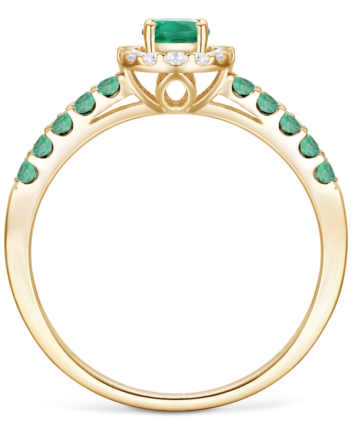 Macy's Sapphire (1 Ct. T.w.) & Diamond (1/6 Ct. T.w.) Oval Halo Ring In 14k White Gold (also Available In R In Emerald