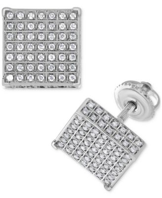 Macy's - Diamond Pav&eacute; Square Stud Earrings (1/2 ct. t.w.) in 14k White Gold
