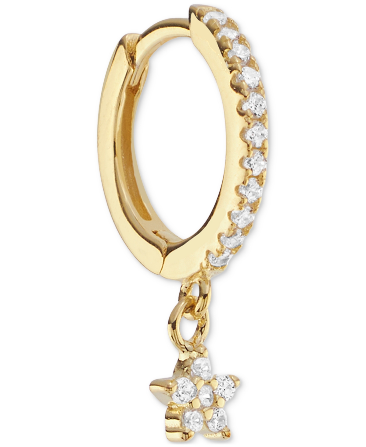 Macy's Cubic Zirconia Star Charm Huggie Hoop Earrings (3/8 Ct. T.w.) In 14k Gold Over Sterling Silver In Gold