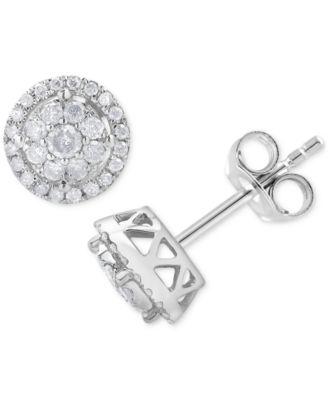 Diamond Cluster Round Stud Earrings (1/2 ct. t.w.) in 10k White Gold