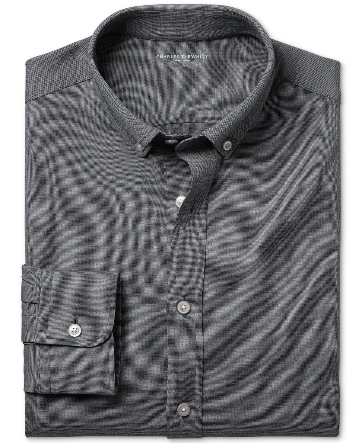CHARLES TYRWHITT MEN'S FOUR-WAY STRETCH JERSEY BUTTON DOWN SHIRT 