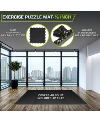 Exercise Puzzle Mat 1/2-in, Blue, 48 Sq Ft - 12 Tiles