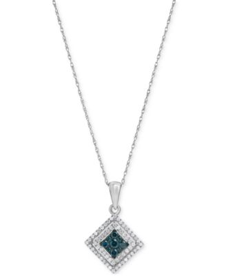Blue Diamond (1/5 ct. t.w.) & White Diamond (1/3 ct. t.w.) 18" Pendant Necklace in 10k White Gold