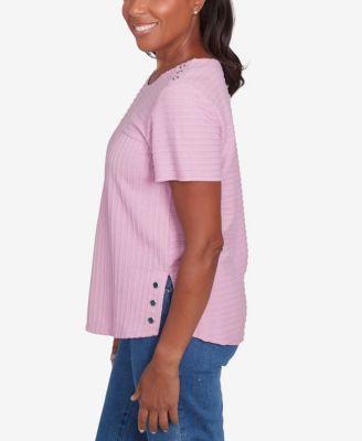 Women's Classic Solid Textured Short Sleeve Top