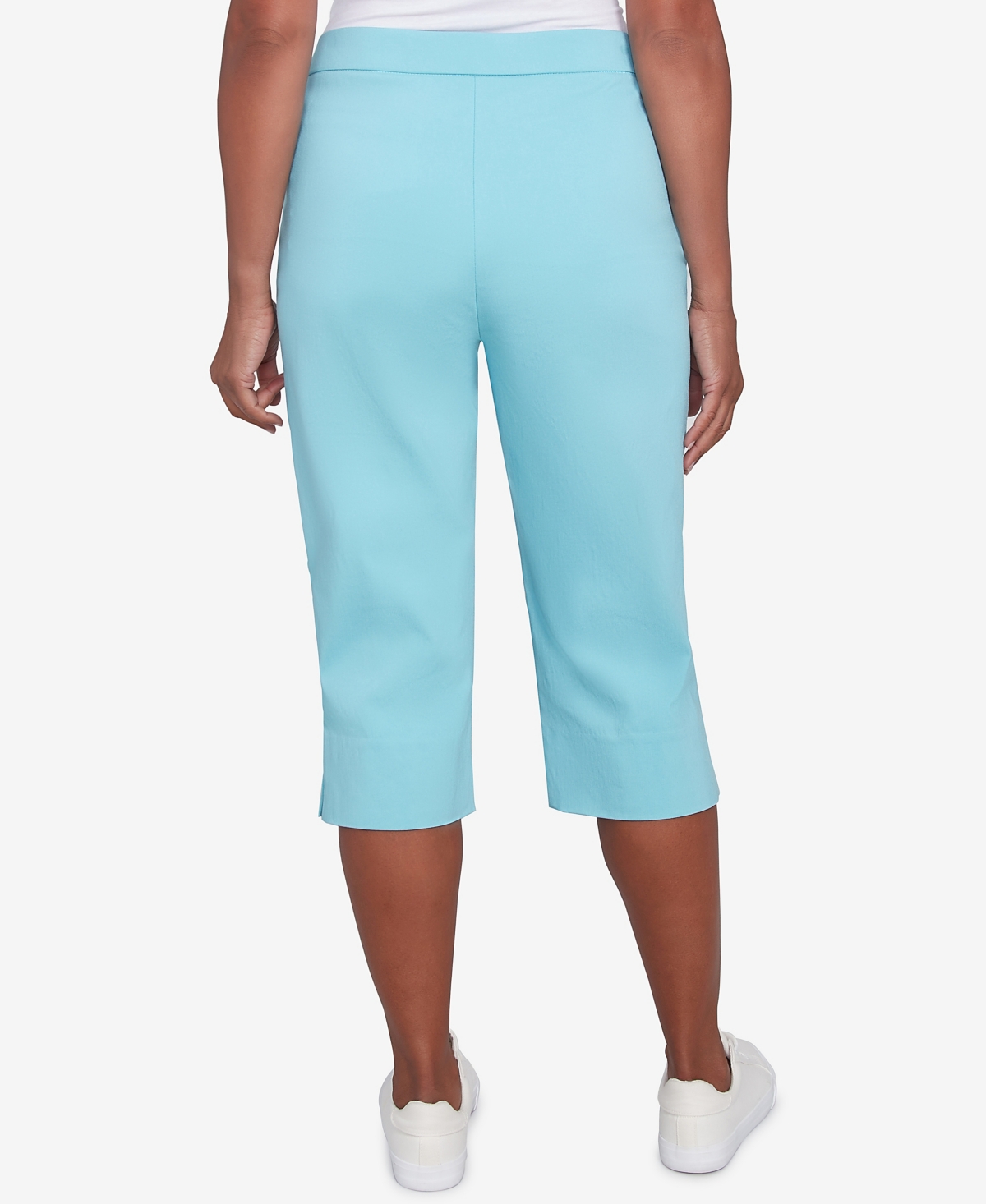 Alfred Dunner Petite Classics Flat Front Allure Clamdigger Pants In Aqua