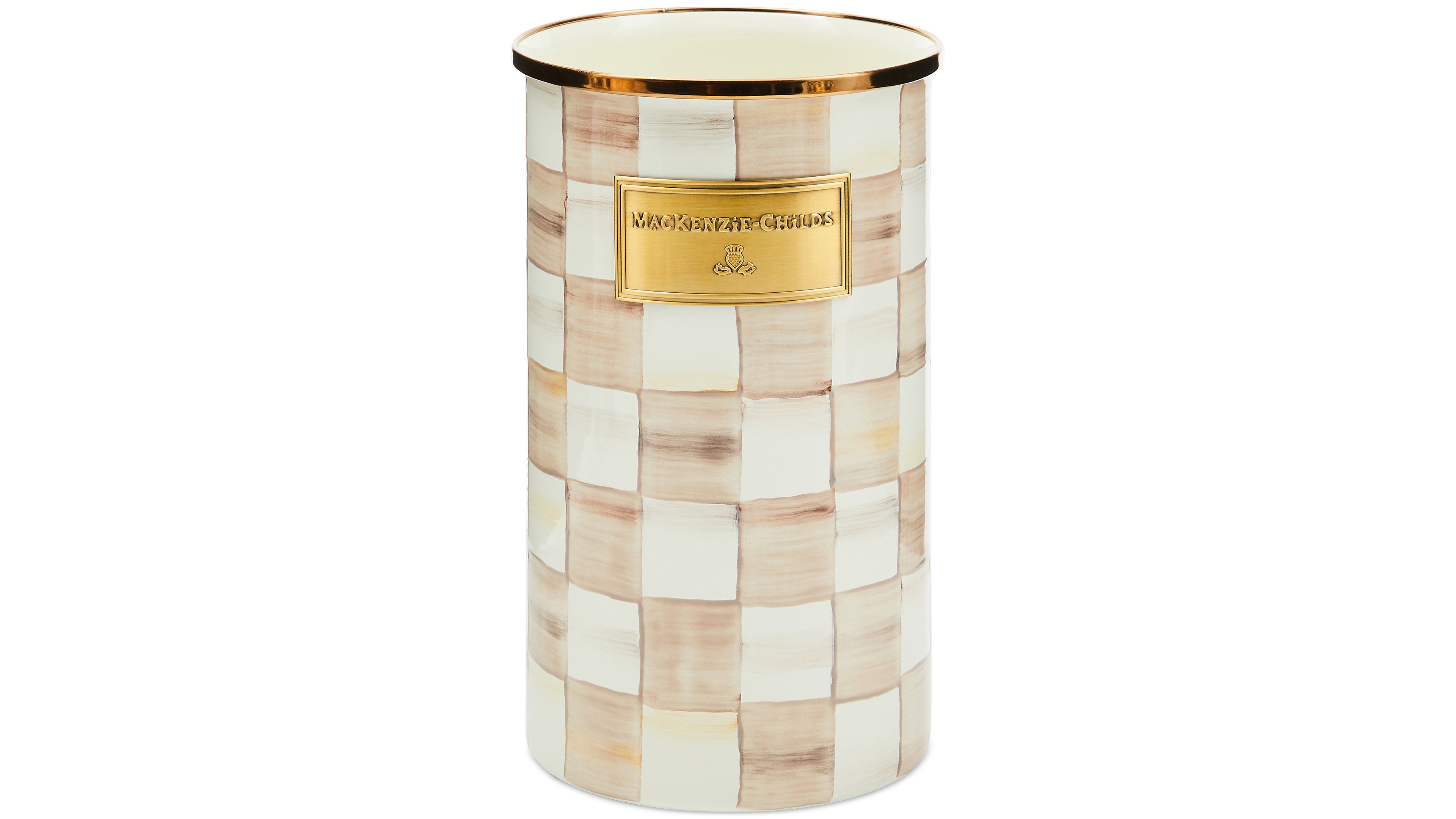 Mackenzie-Childs Mocha Check Utensil Holder