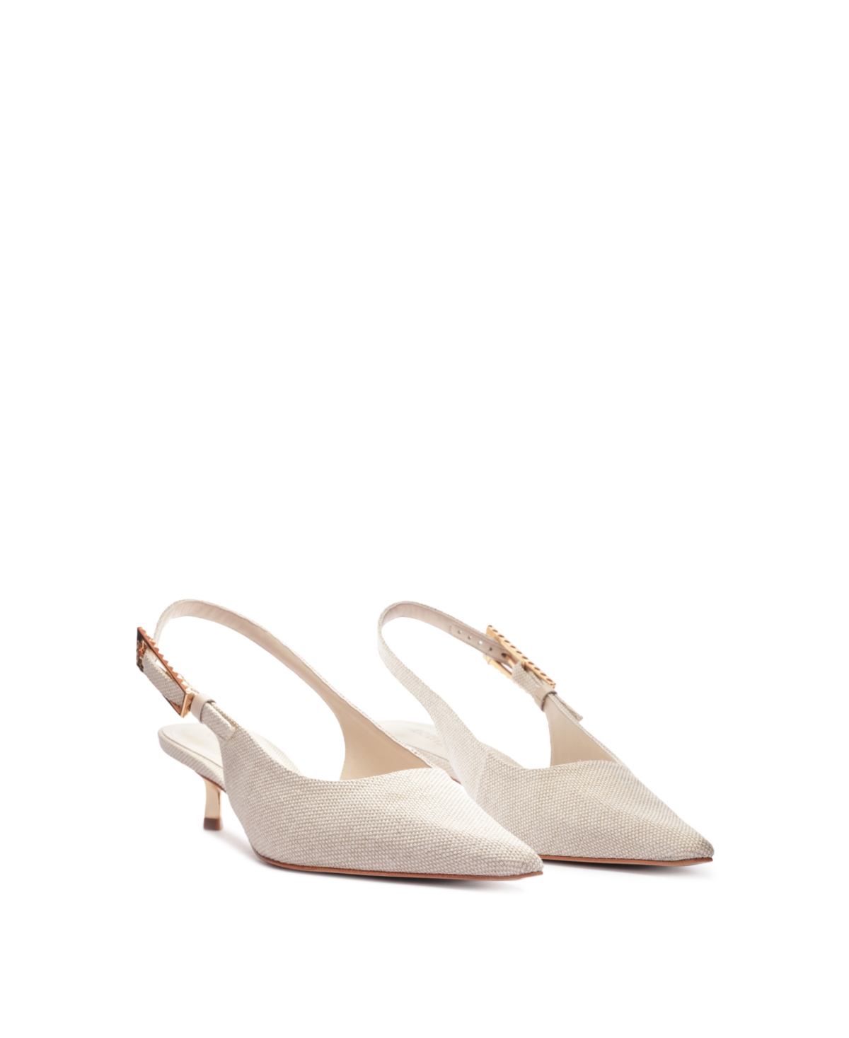 Schutz Ciara Pointed Toe Slingback Kitten Heel Pump In Beige