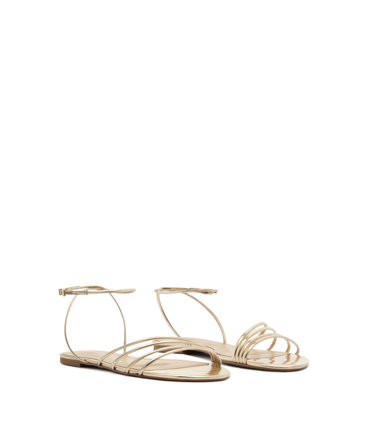 Shop Schutz Women's Inez3 Round Toe Flat Sandals In Gold