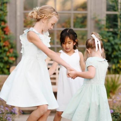 Big Girls Seersucker Flutter Sleeve Open Back Dress