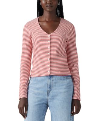 Ribbed Long Sleeve Button Top main image 0