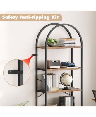 Arched Bookshelf, 5-Tier Open Bookshelf, Modern Bookcase Storage Shelves with Metal Frame