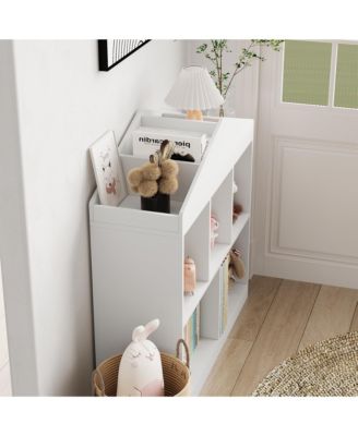 Kids Bookshelf White Toy Storage Organizer 5-Cubby Bookcase