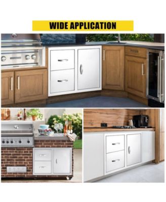 33''W x 22''H x 22''D Outdoor Kitchen Drawer Combo with Paper Towel Rack, BBQ Access Door Drawers Combo with Stainless Steel, Perfect for BBQ Grill Station Outdoor Kitchen Storage Cabinet