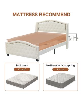King Size Bed Upholstered Platform Bed Frame with Tall Headboard 47.2"