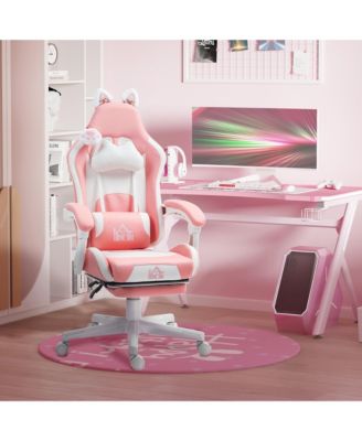 Cute Gaming Chair, Reclining Gamer Chair with Footrest,