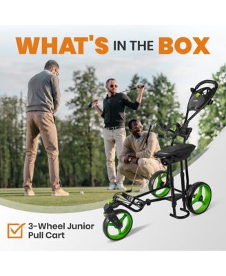 Foldable 3-Wheel Golf Push Cart with Scorecard Holder