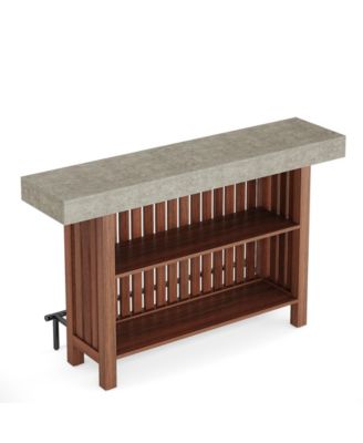 63-Inch Large Home Bar Unit, Modern 2-Tier Bar Table with Footrest, Corner Mini Coffee Bar Cabinet