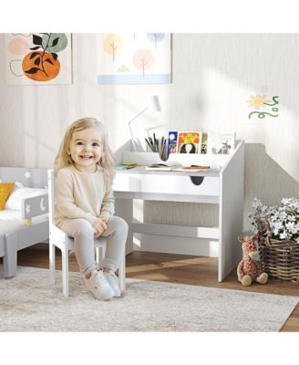 Kids Desk and Chair Set, Kids Study Desk w/ Storage