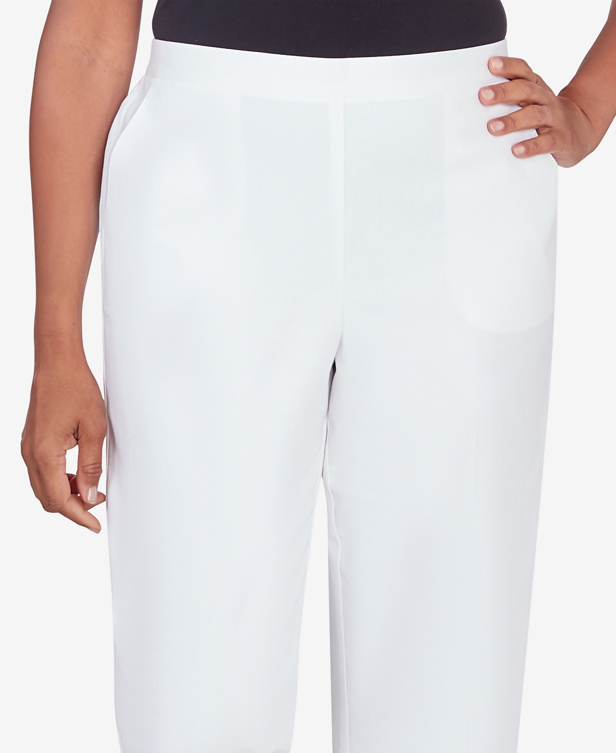 Alfred Dunner Plus Size Banded Denim Capri Pants In White