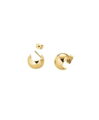 Wide Hoops In 14K Yellow Gold Plated Stainless Steel