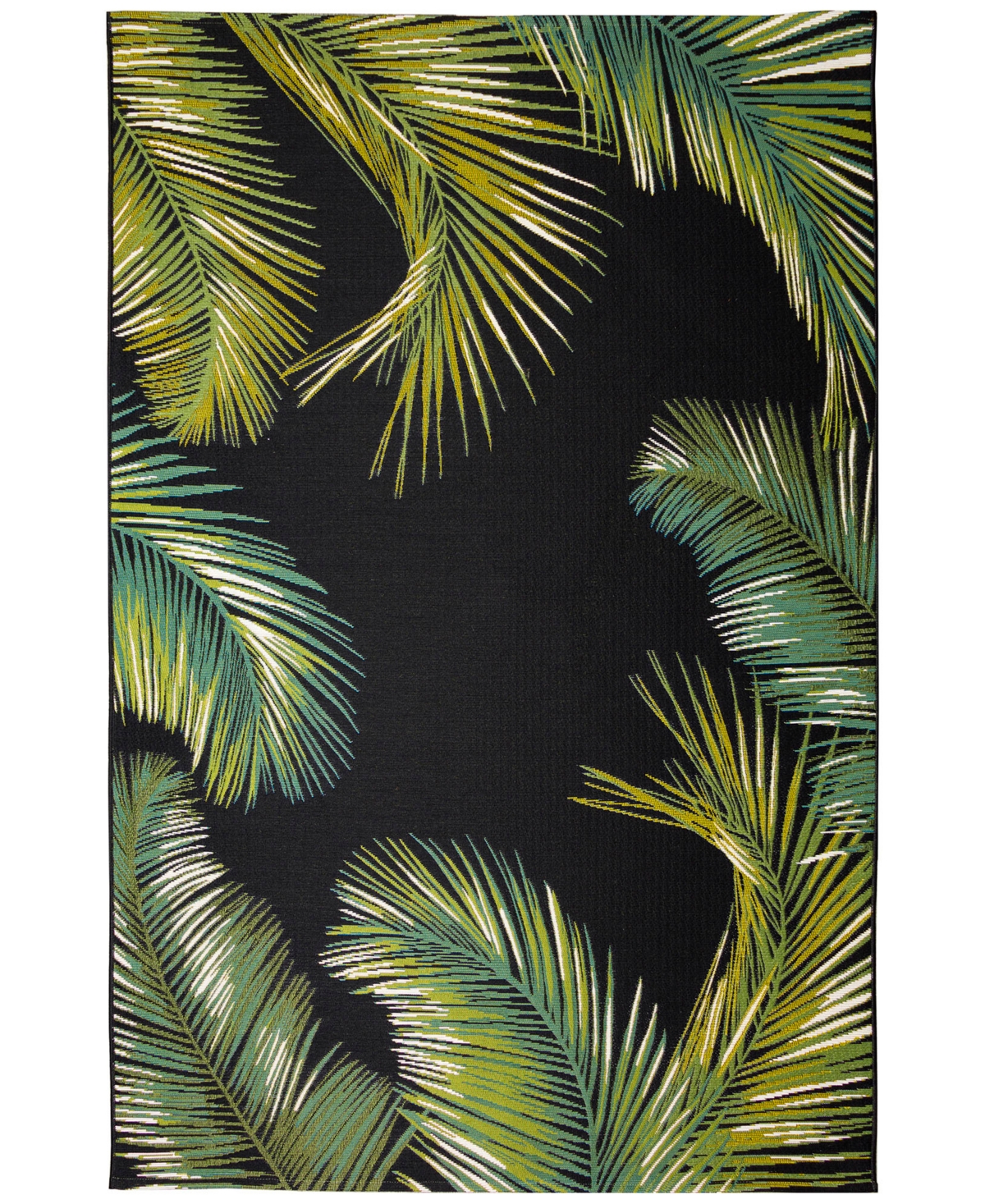 Liora Manne Marina Palm Border 6'6"x9'4" Area Rug In Black