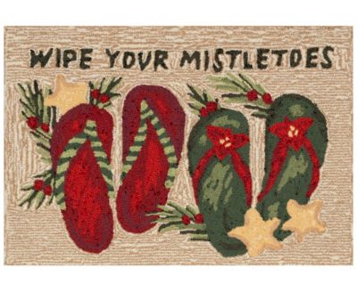 Liora Manne Frontporch Mistletoes Rug Collection In Tan