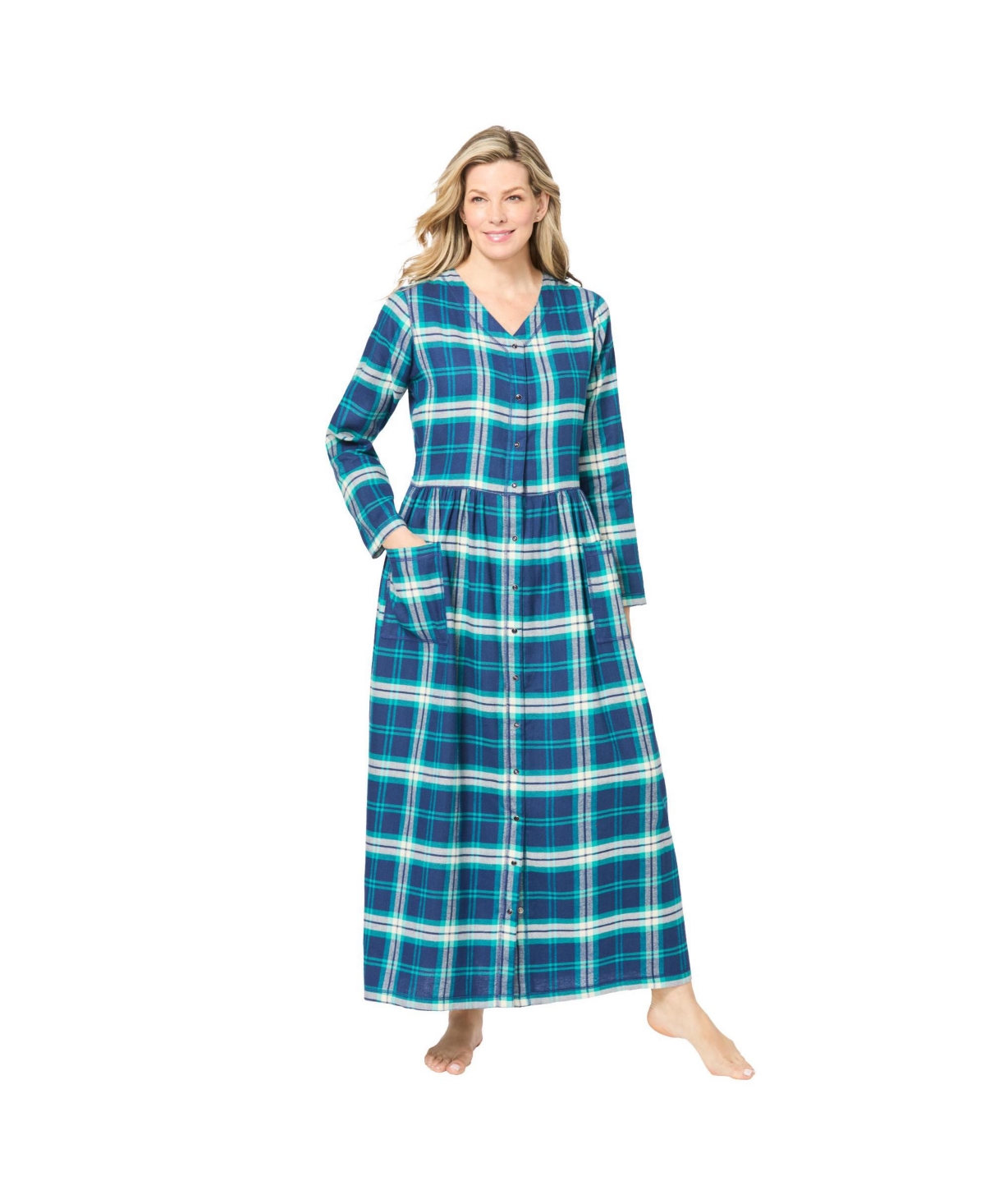 Plus Size Only Necessities Flannel Plaid Lounger - Evening blue plaid