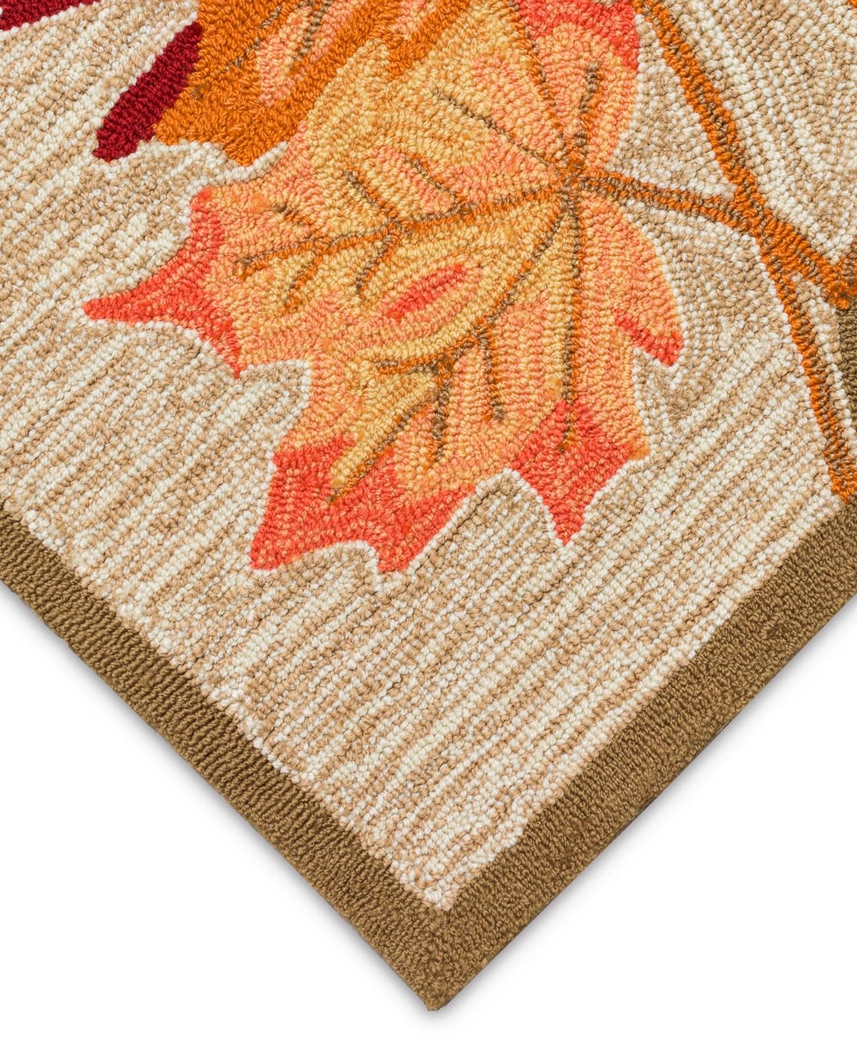Liora Manne Ravella Falling Leaves Border 2'x3' Area Rug In Tan