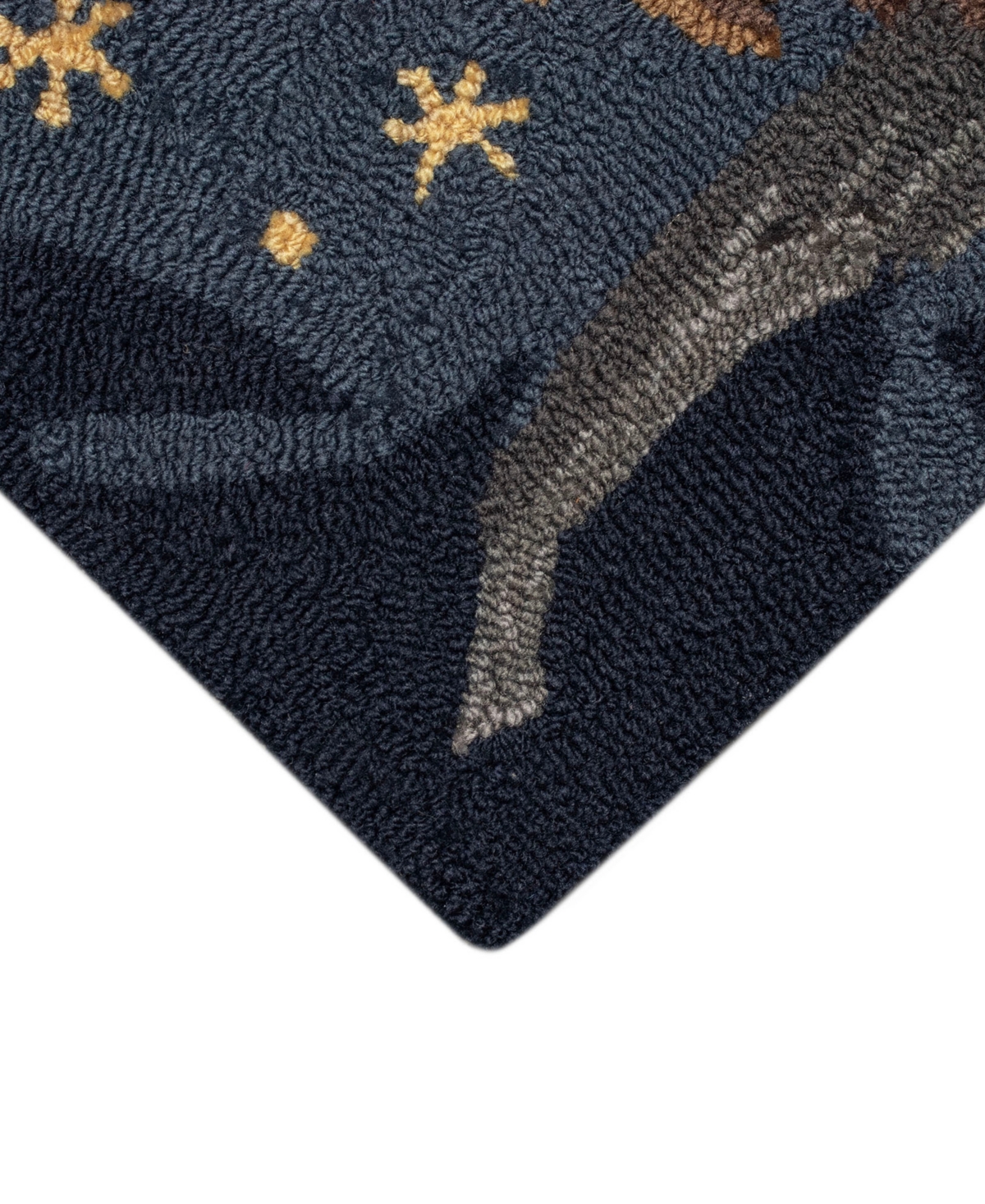 Liora Manne Frontporch Owl Family 1'8"x2'6" Area Rug In Midnight
