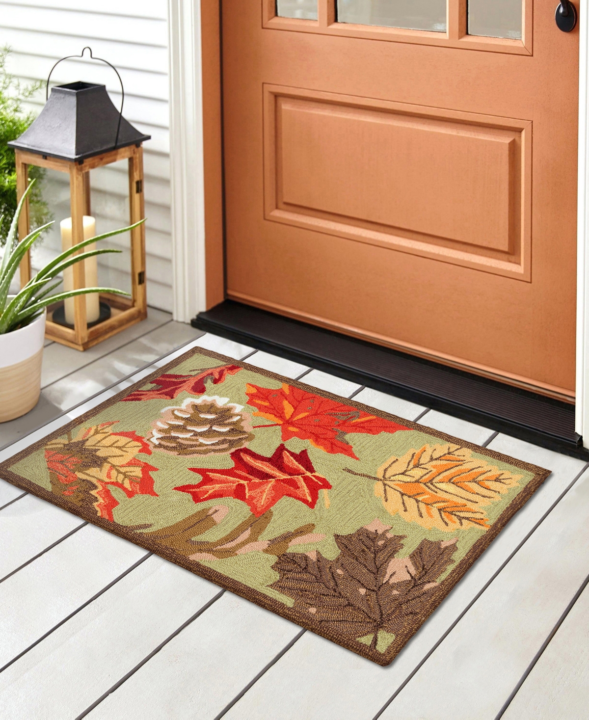 Liora Manne Ravella Falling Leaves 2'x3' Area Rug In Moss