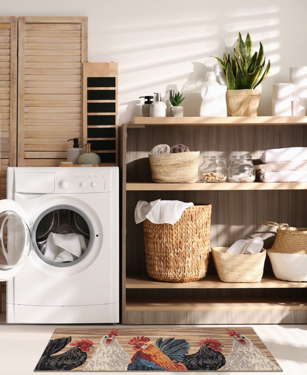 Liora Manne' Esencia Three Roosters 1'11"x4'11" Runner Area Rug