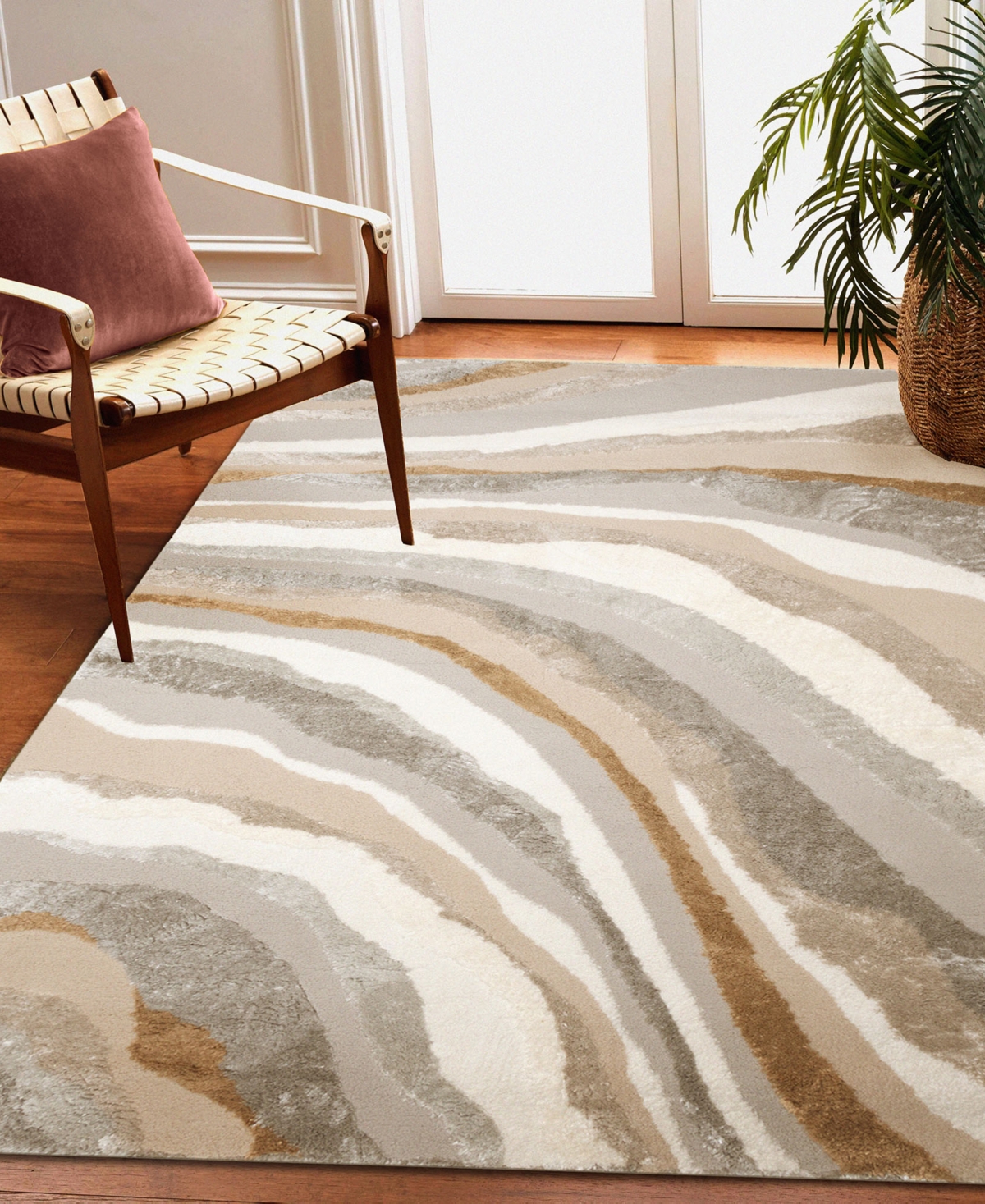Liora Manne Fiord Wave 1'11"x7'6" Runner Area Rug In Brown,gray