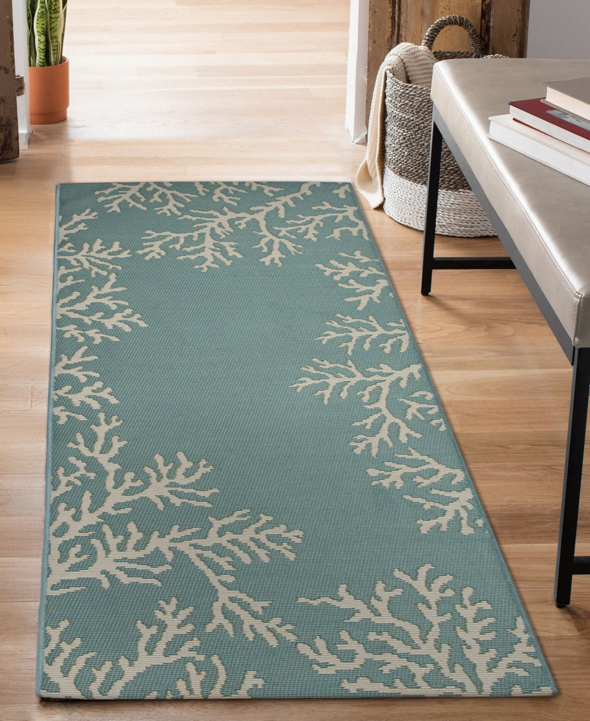 Liora Manne Esencia Coral Edge 1'11"x4'11" Runner Area Rug In Aqua